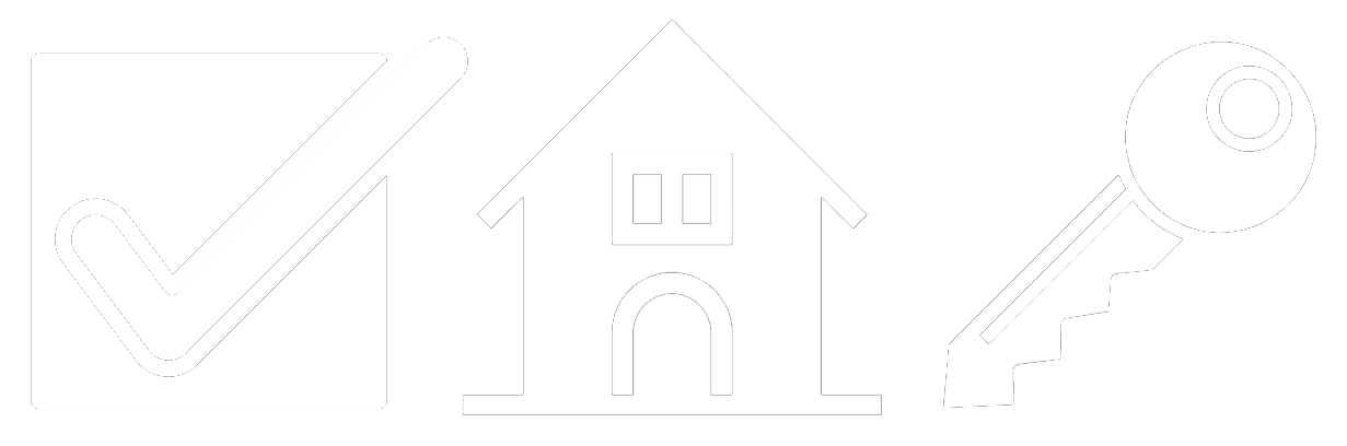 Three emojis: Check, House, and Key